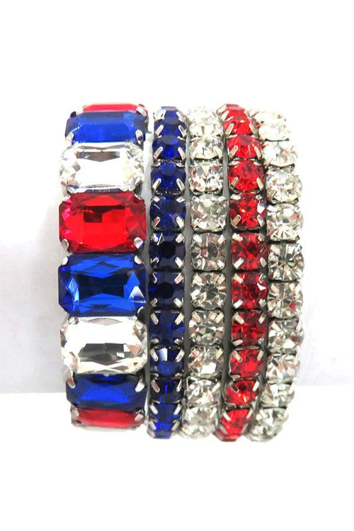 Mixed Stone Crystal Stretch Bracelet Set For Women
