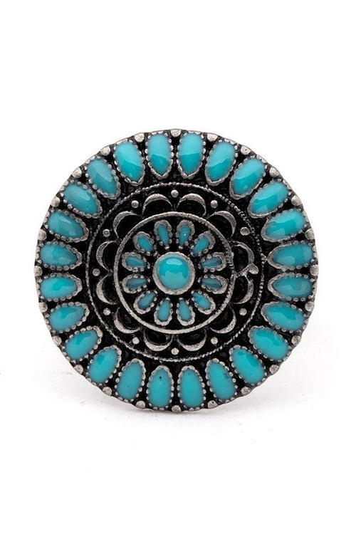 Mixed Tone Enamel Western Stretch Adjustable Statement Ring