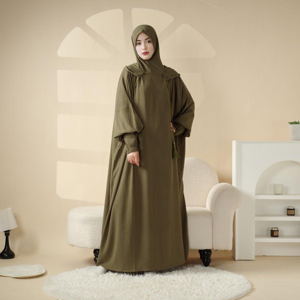 Solid Stylish Jilbab With A Hood | Crepe Jilbab With Attached Hood (MJ015) - SJB-DIAMOND ELITES
