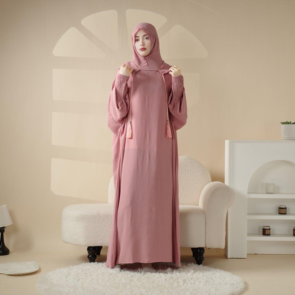 Solid Stylish Jilbab With A Hood | Crepe Jilbab With Attached Hood (MJ015) - SJB-DIAMOND ELITES