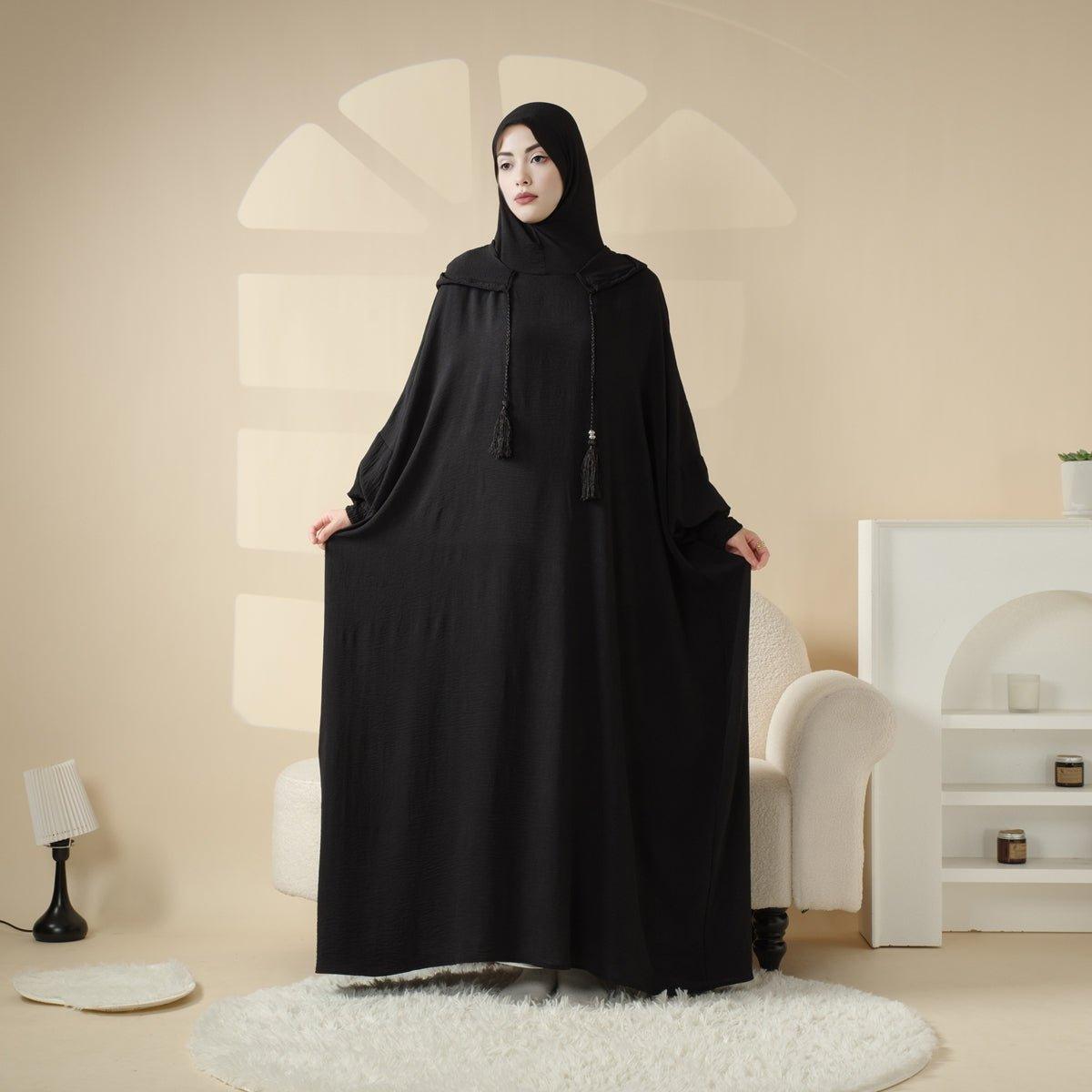 Solid Stylish Jilbab With A Hood | Crepe Jilbab With Attached Hood (MJ015) - SJB-DIAMOND ELITES