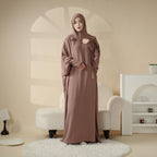 Solid Stylish Jilbab With A Hood | Crepe Jilbab With Attached Hood (MJ015) - SJB-DIAMOND ELITES