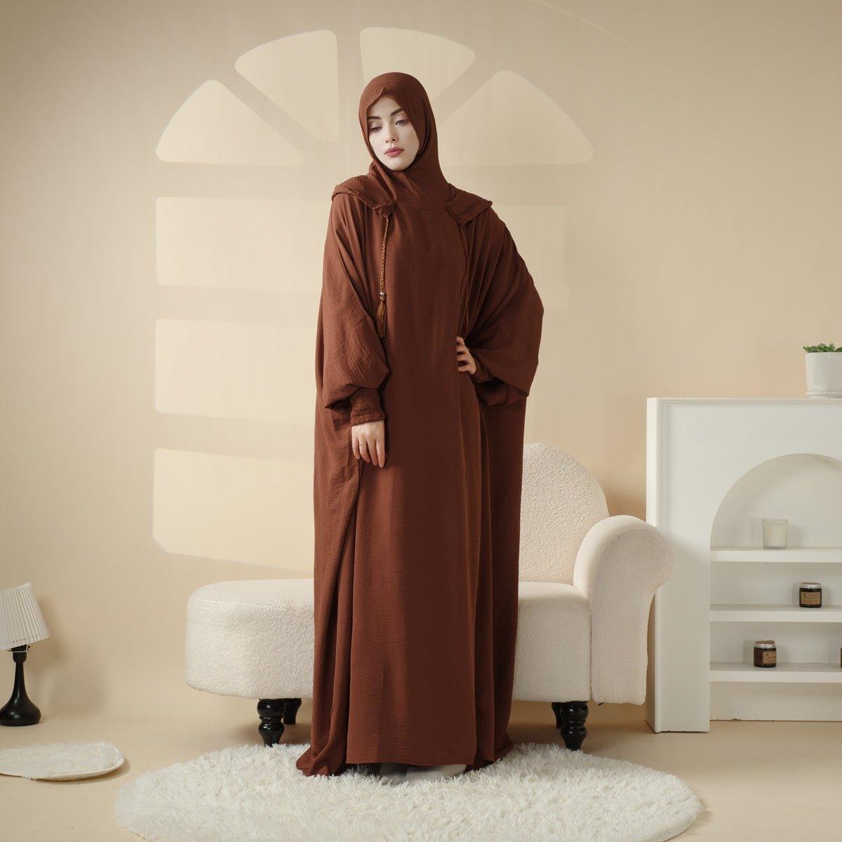 Solid Stylish Jilbab With A Hood | Crepe Jilbab With Attached Hood (MJ015) - SJB-DIAMOND ELITES