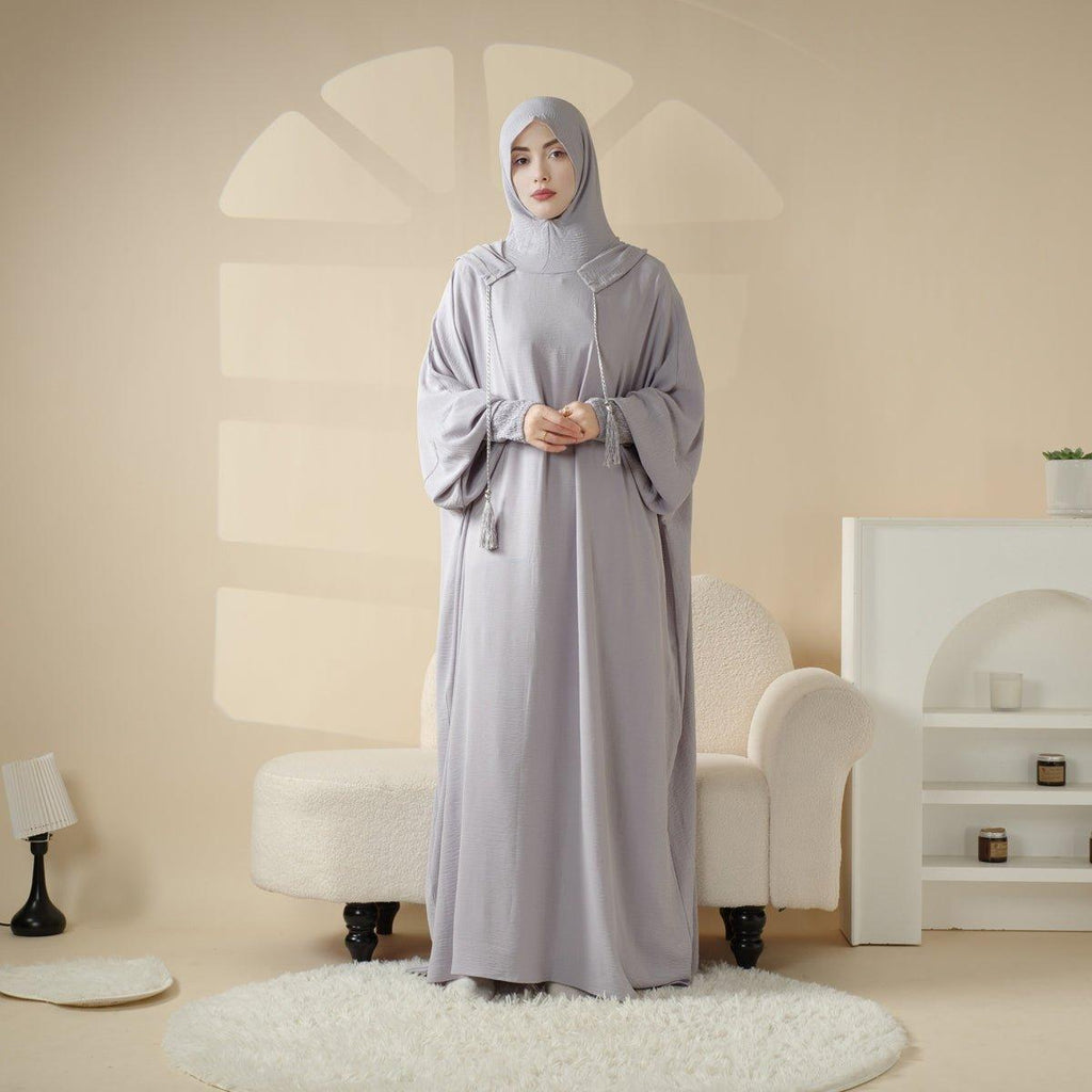 Solid Stylish Jilbab With A Hood | Crepe Jilbab With Attached Hood (MJ015) - SJB-DIAMOND ELITES