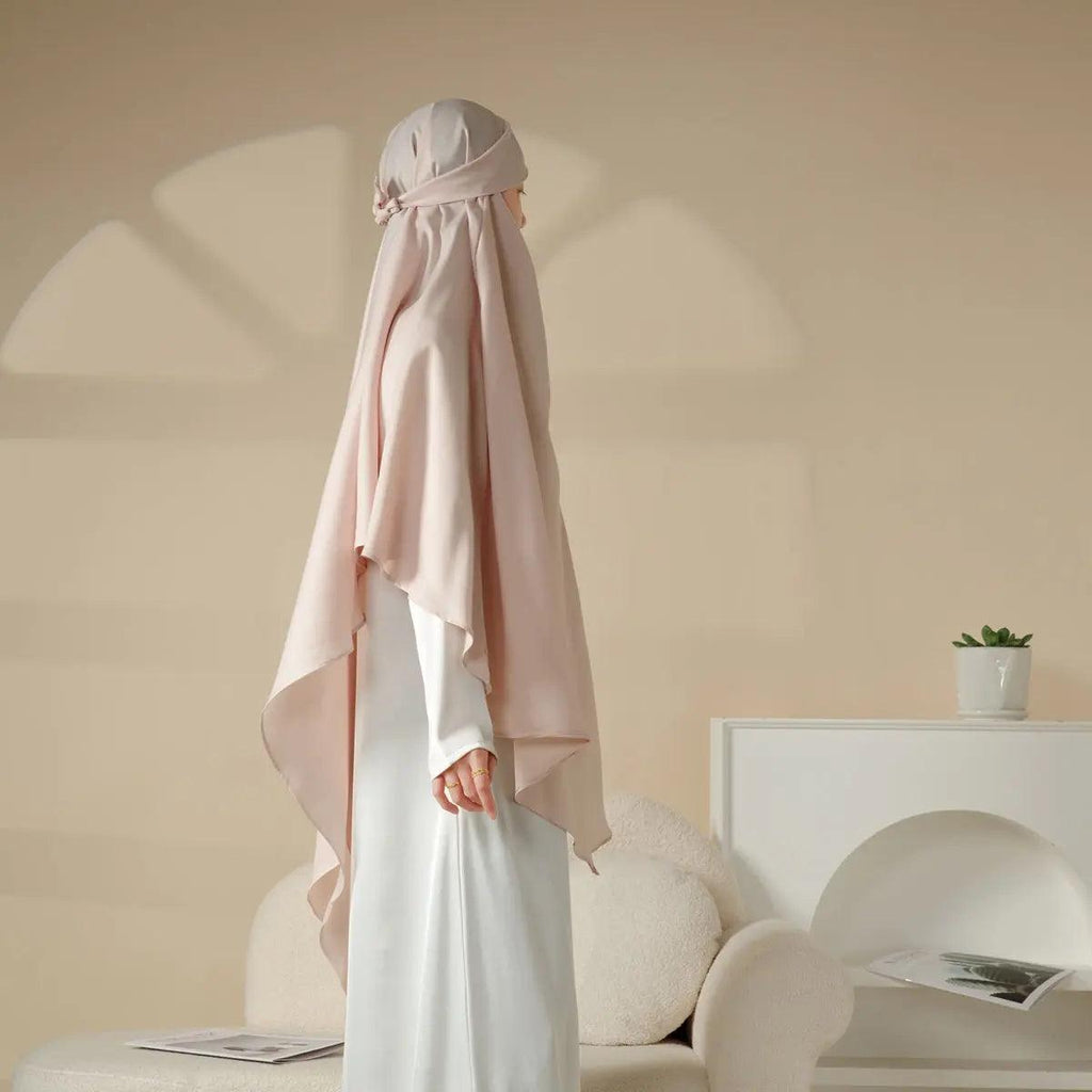 MK001 Niqab Attached 1-Layer Nida Plain Khimar - SJB-DIAMOND ELITES