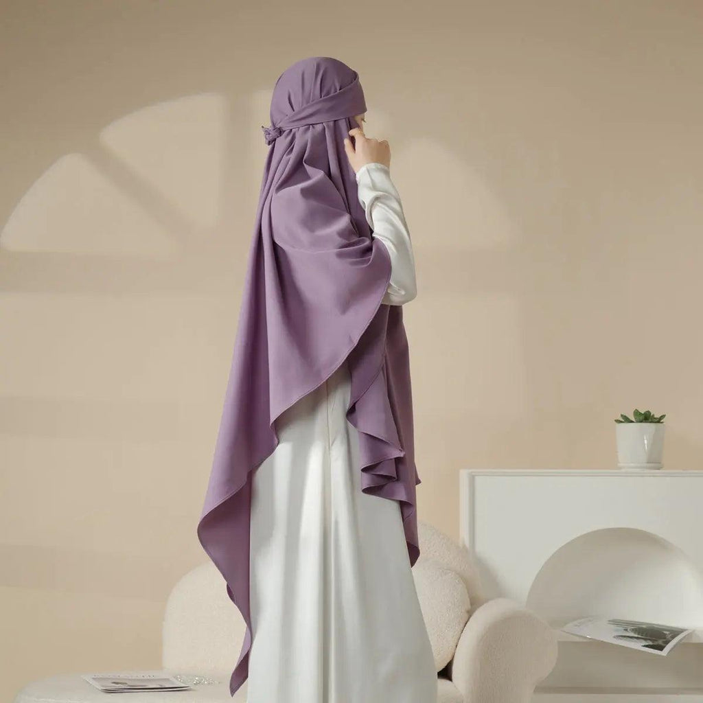 MK001 Niqab Attached 1-Layer Nida Plain Khimar - SJB-DIAMOND ELITES