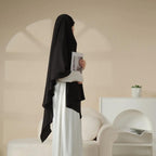 MK001 Niqab Attached 1-Layer Nida Plain Khimar - SJB-DIAMOND ELITES
