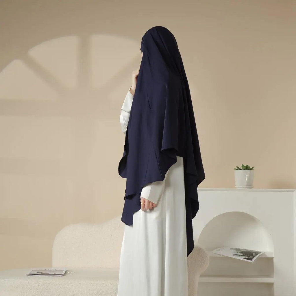 MK001 Niqab Attached 1-Layer Nida Plain Khimar - SJB-DIAMOND ELITES