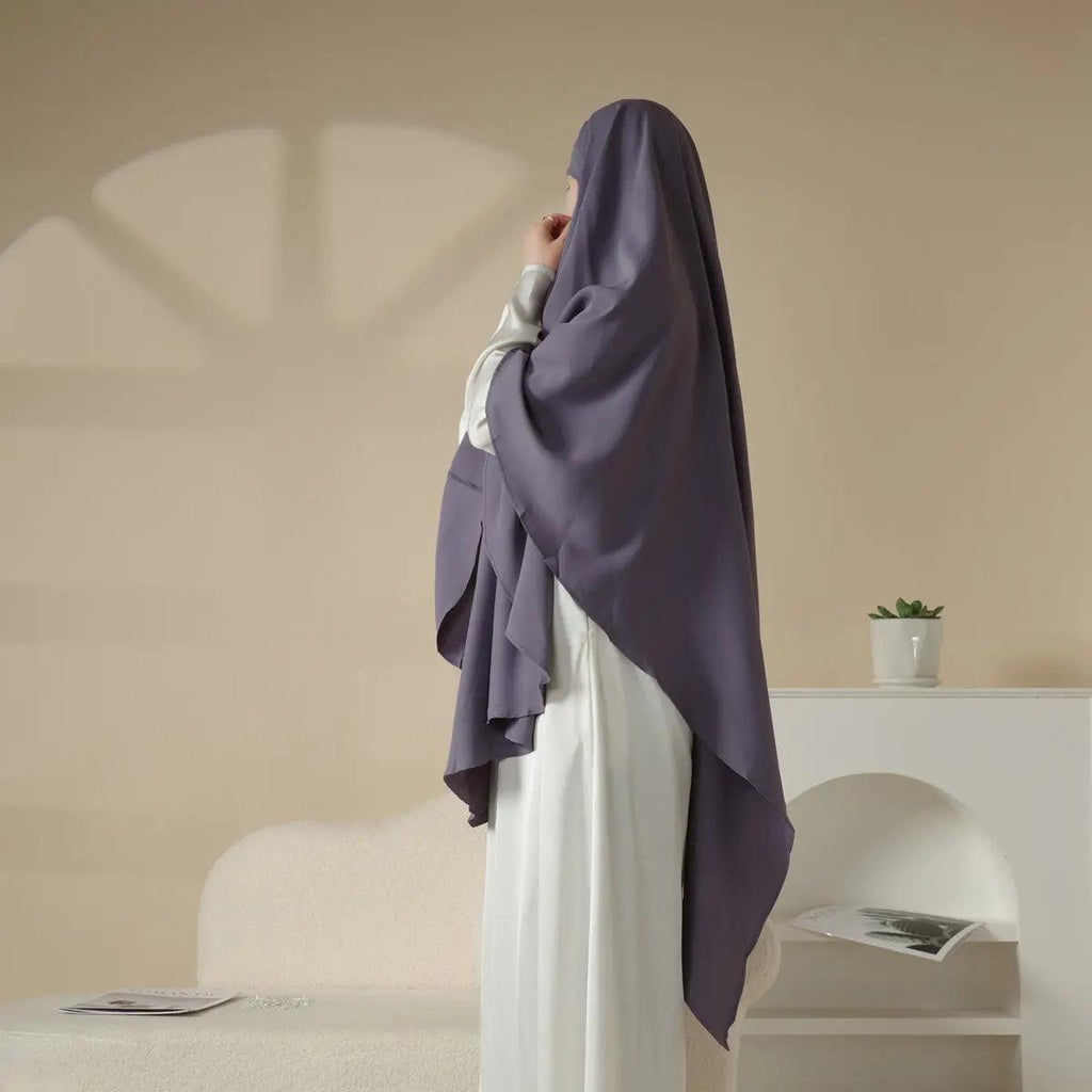 MK001 Niqab Attached 1-Layer Nida Plain Khimar - SJB-DIAMOND ELITES