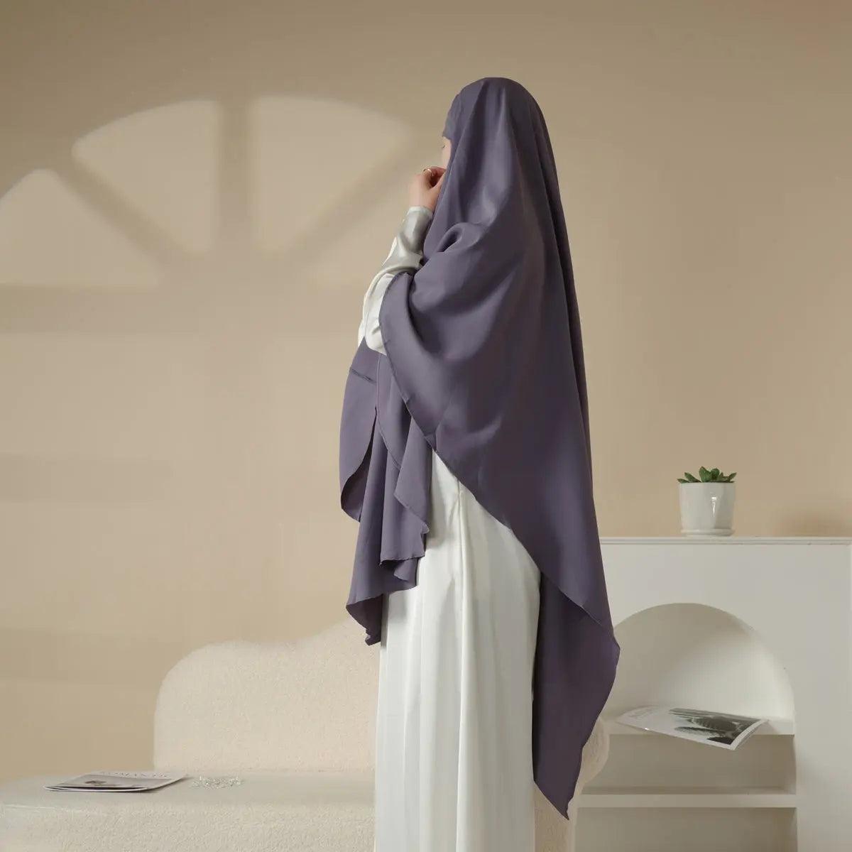MK001 Niqab Attached 1-Layer Nida Plain Khimar - SJB-DIAMOND ELITES