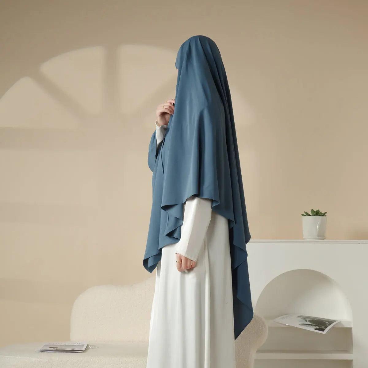 MK001 Niqab Attached 1-Layer Nida Plain Khimar - SJB-DIAMOND ELITES