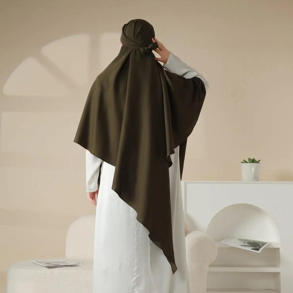 MK001 Niqab Attached 1-Layer Nida Plain Khimar - SJB-DIAMOND ELITES