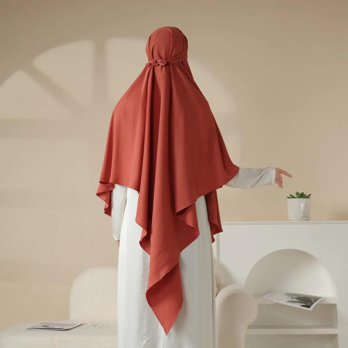 MK001 Niqab Attached 1-Layer Nida Plain Khimar - SJB-DIAMOND ELITES