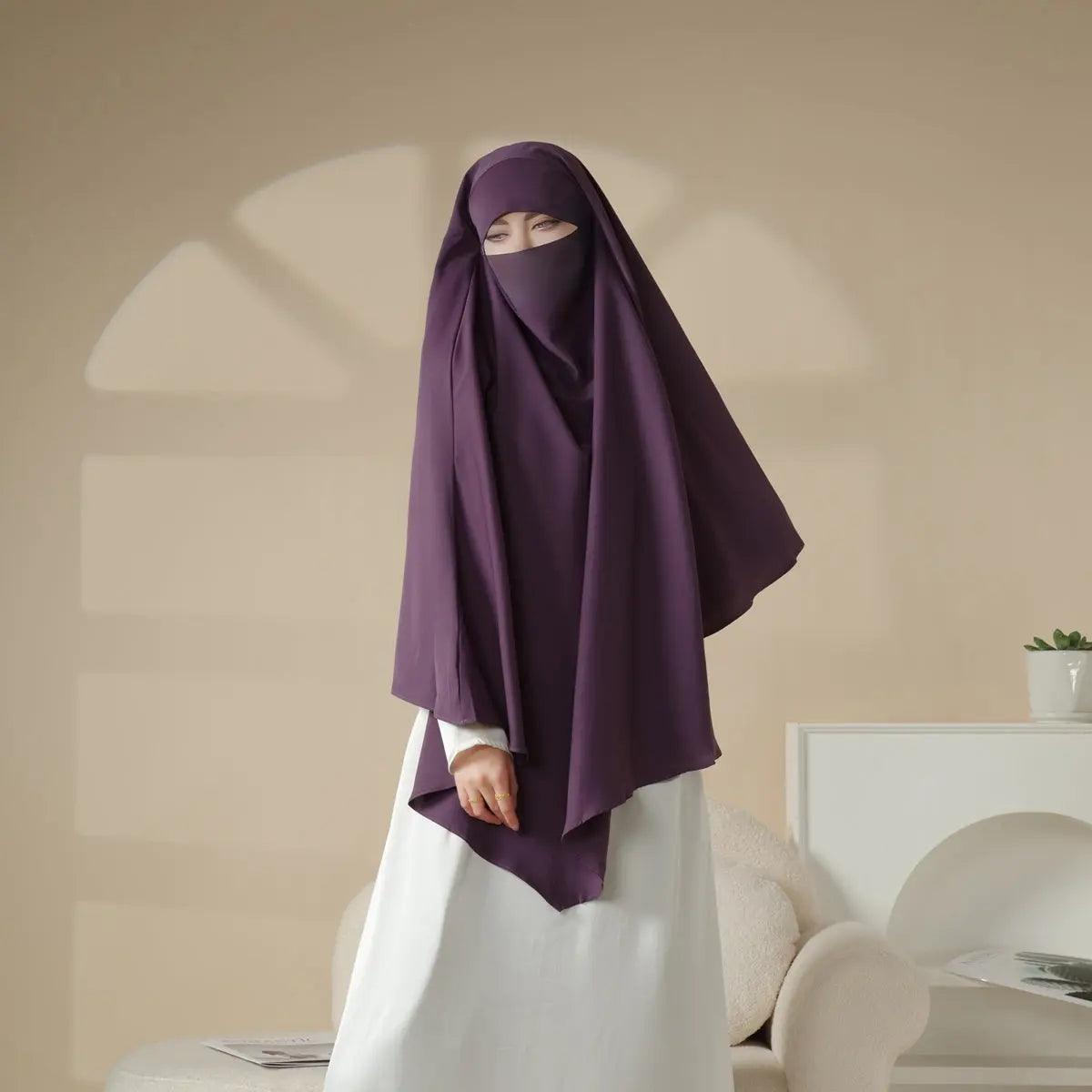 MK001 Niqab Attached 1-Layer Nida Plain Khimar - SJB-DIAMOND ELITES