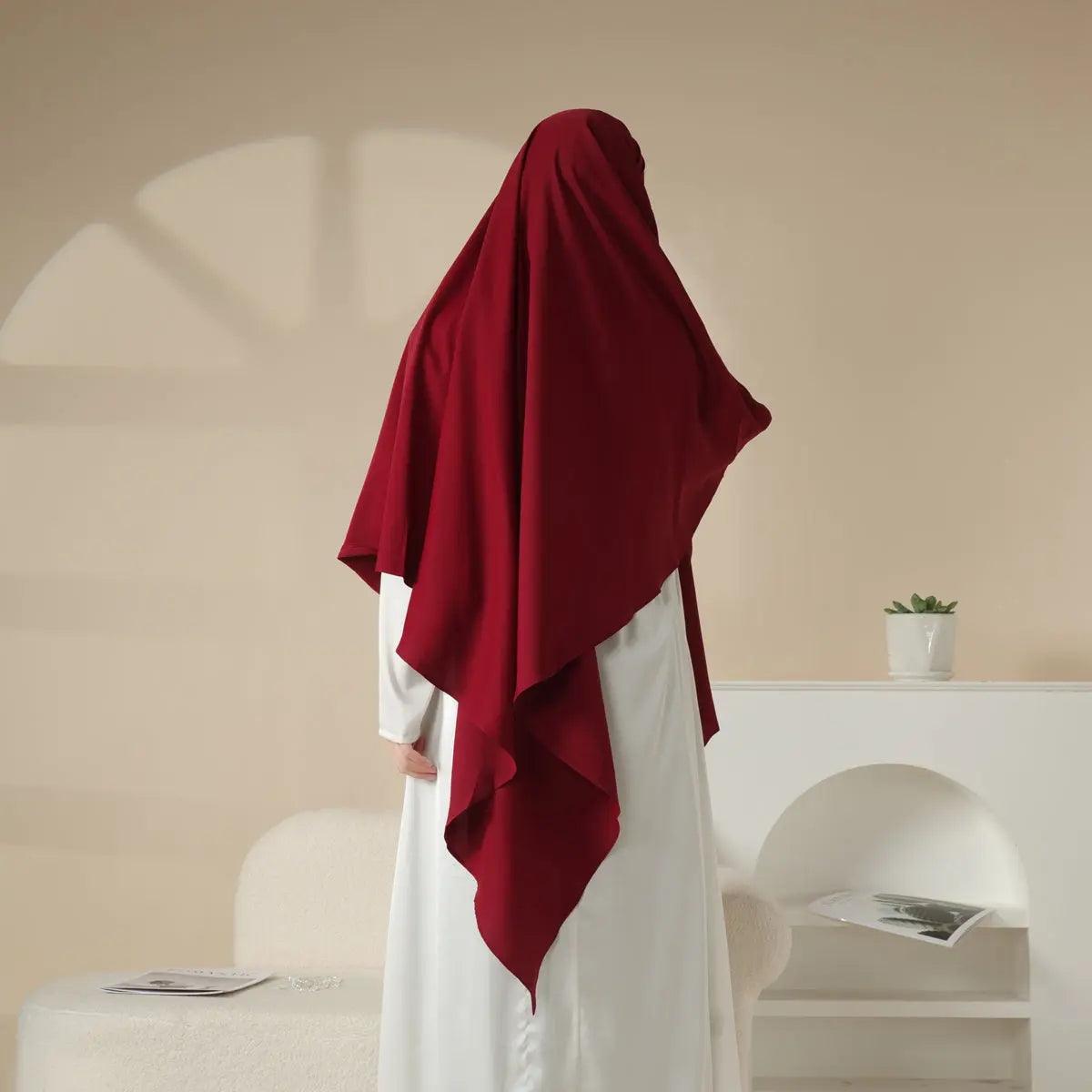 MK001 Niqab Attached 1-Layer Nida Plain Khimar - SJB-DIAMOND ELITES