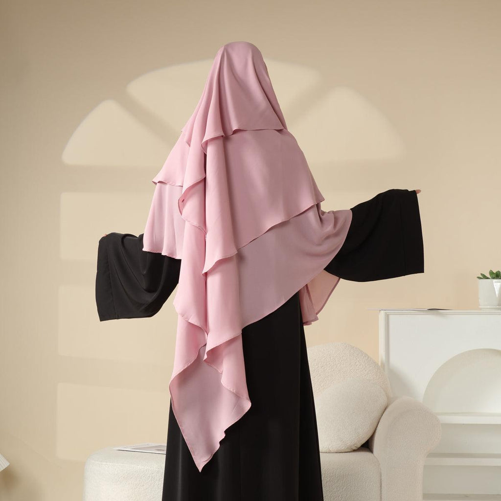 Three Layered Chiffon Khimar (MK002) Mariam's Collection
