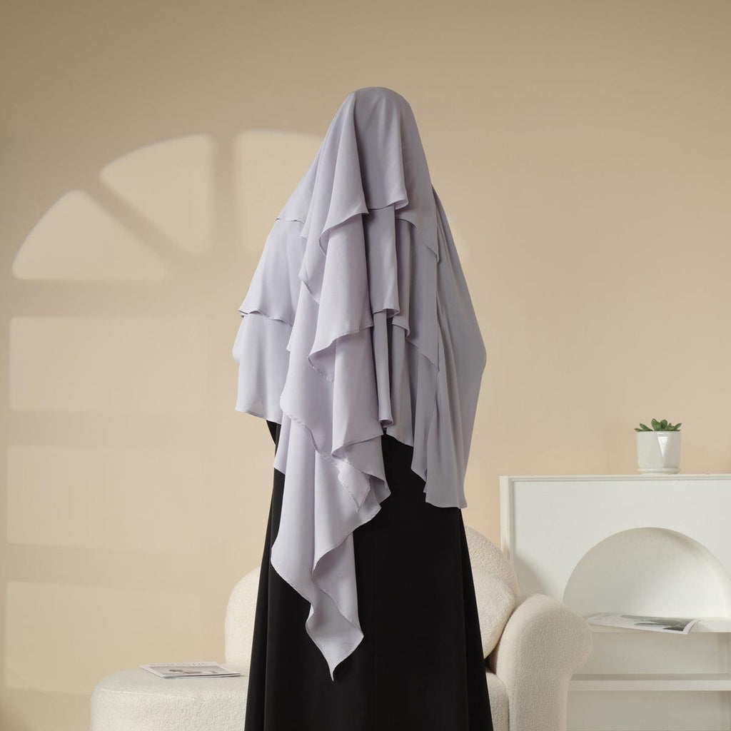 Three Layered Chiffon Khimar (MK002) Mariam's Collection