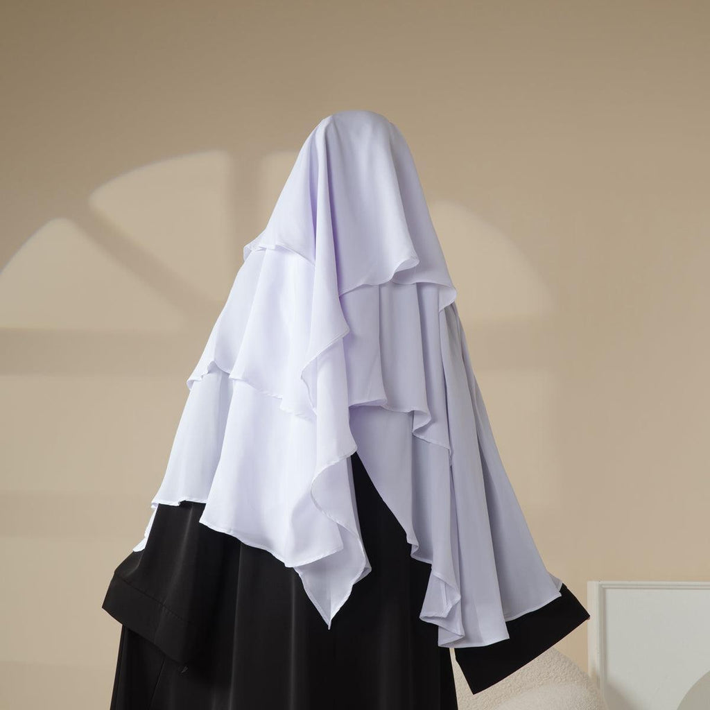 Three Layered Chiffon Khimar (MK002) Mariam's Collection
