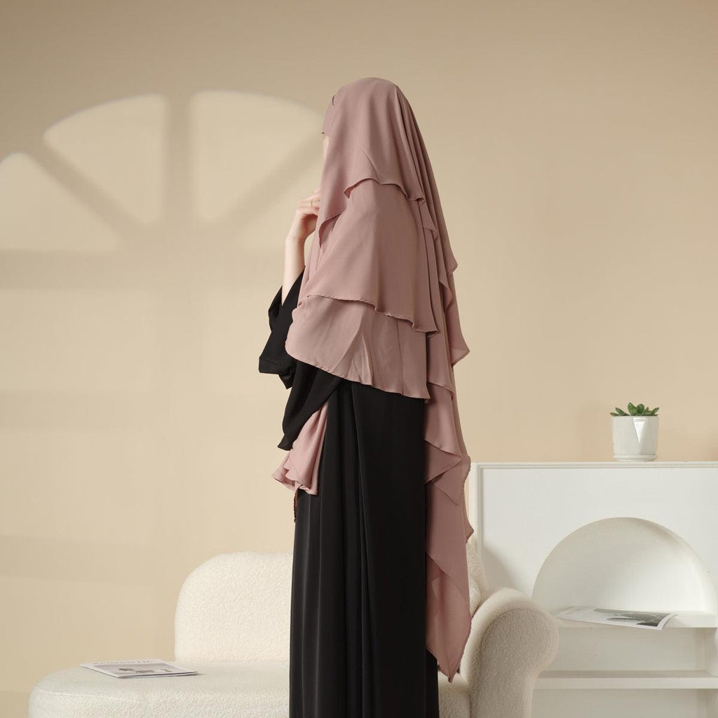 Three Layered Chiffon Khimar (MK002) Mariam's Collection