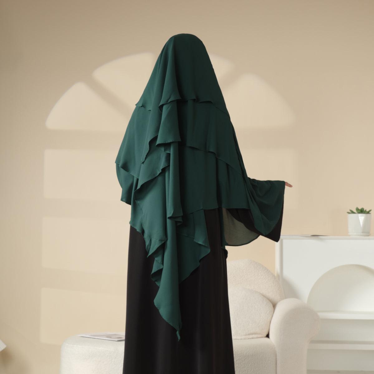 Three Layered Chiffon Khimar (MK002) Mariam's Collection