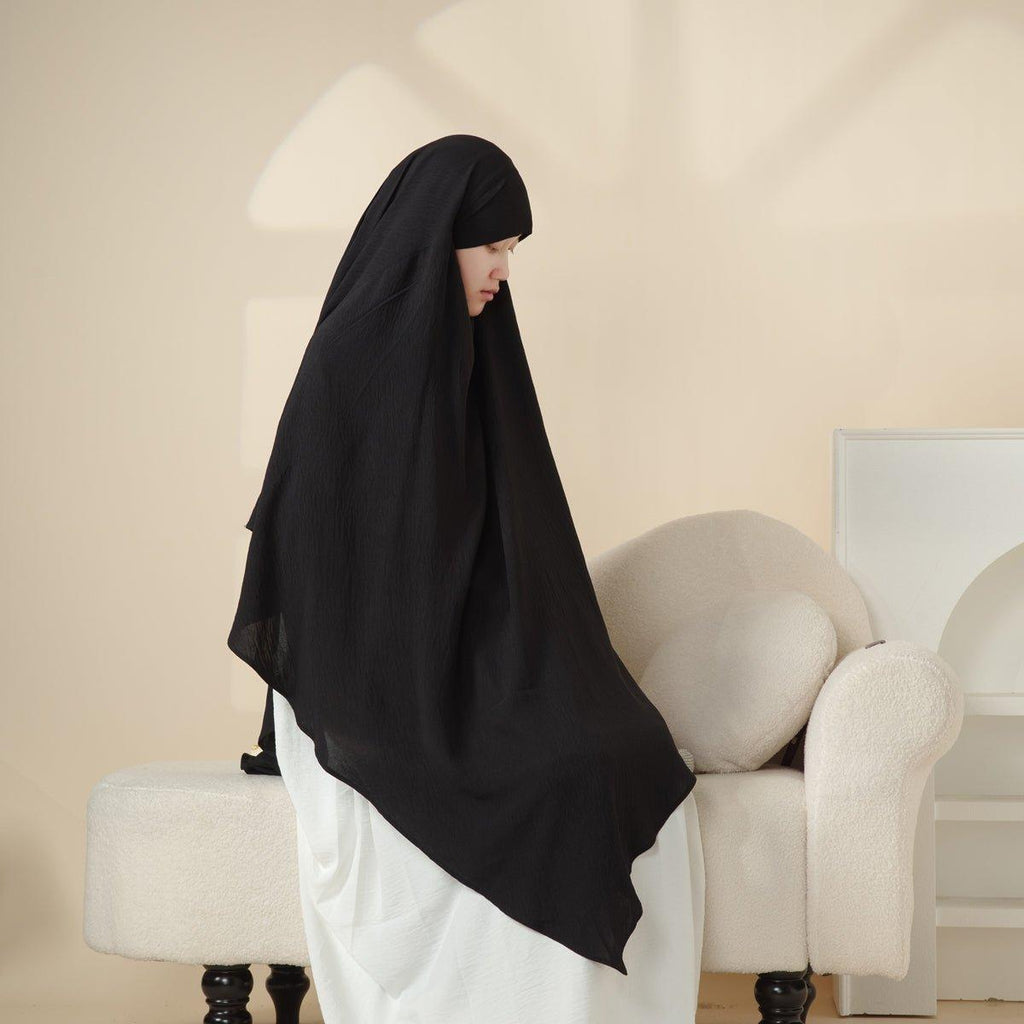 MK005 Crepe One Layer Khimar Mariam's Collection