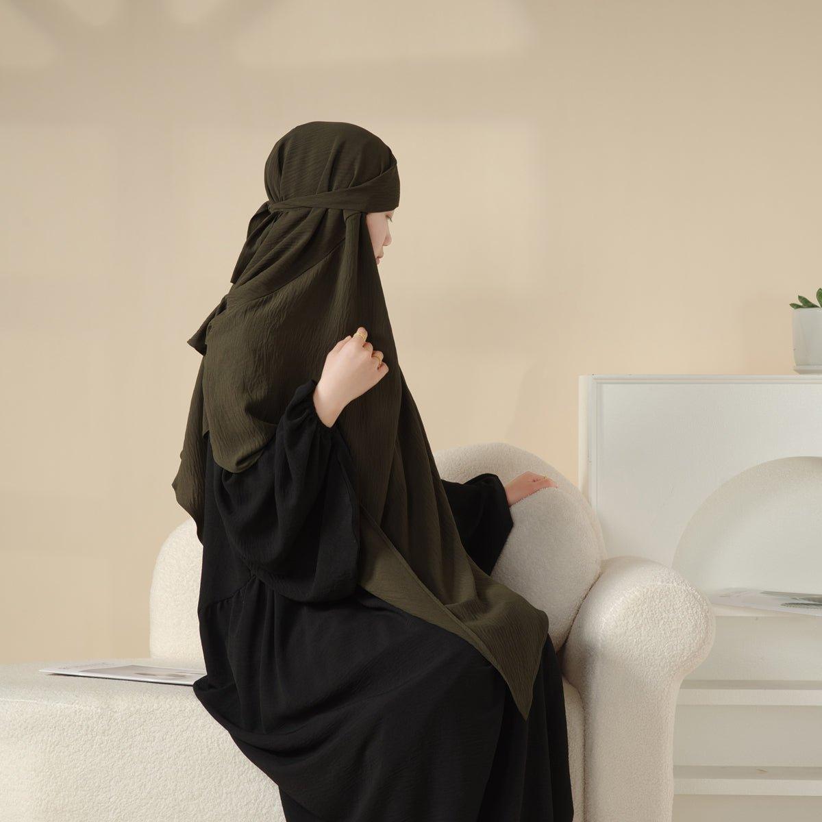 MK011  Stunning Two-Layer Crepe Khimar Mariam's Collection