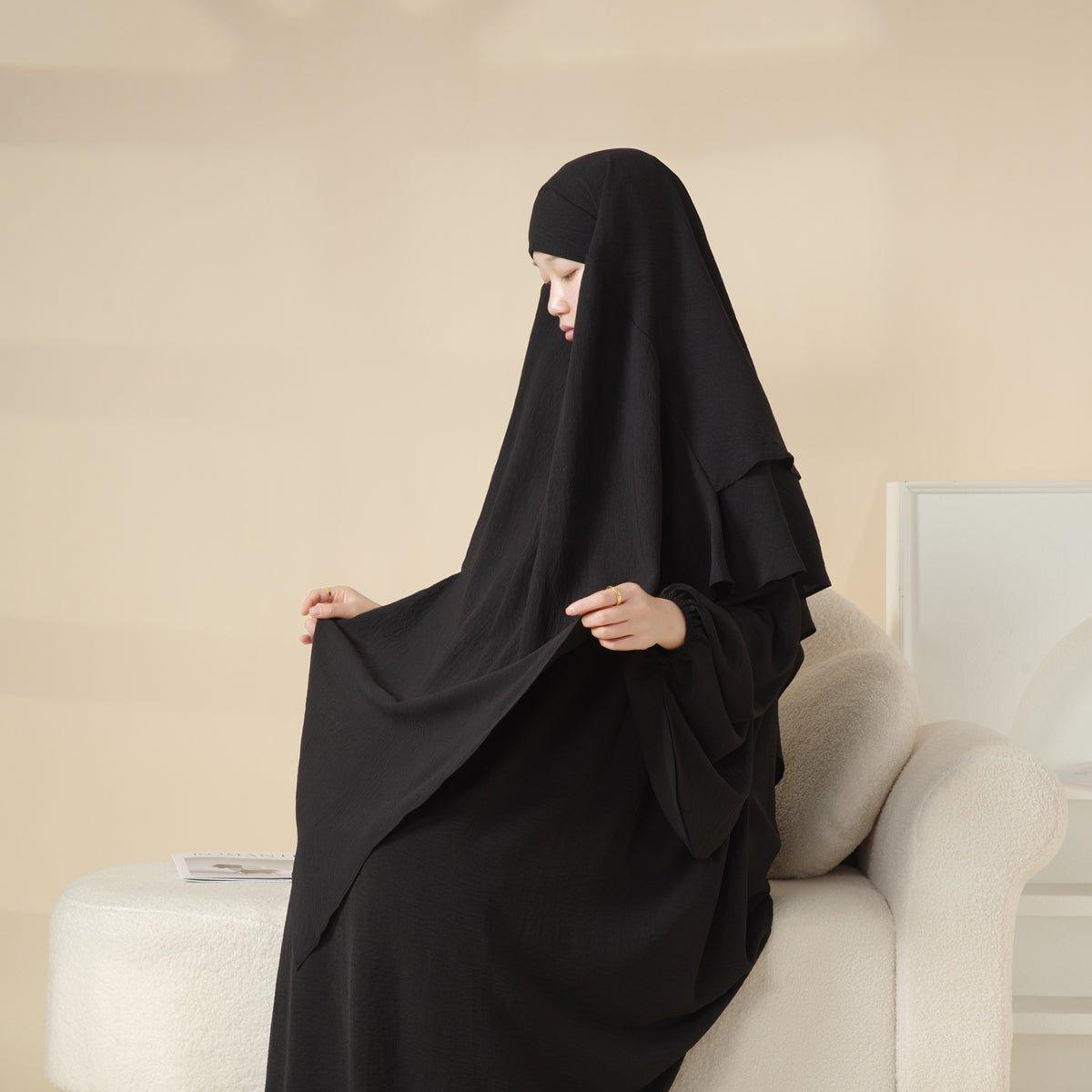 MK011  Stunning Two-Layer Crepe Khimar Mariam's Collection