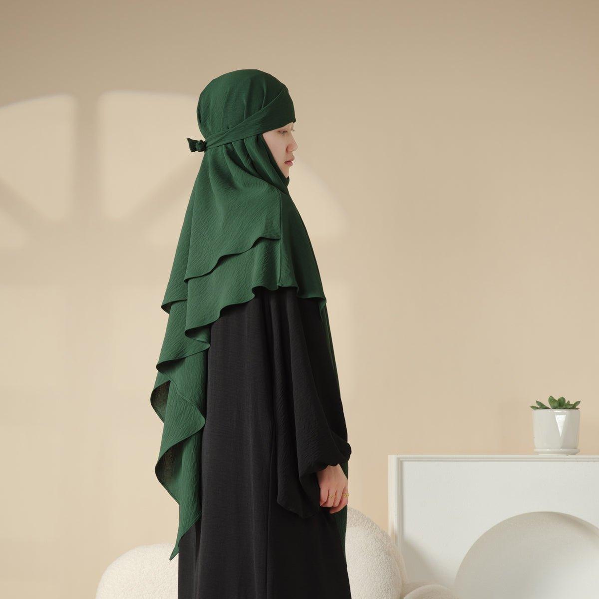MK011  Stunning Two-Layer Crepe Khimar Mariam's Collection