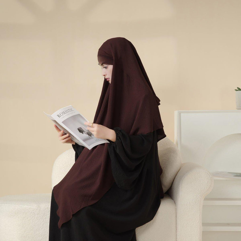 MK011  Stunning Two-Layer Crepe Khimar Mariam's Collection