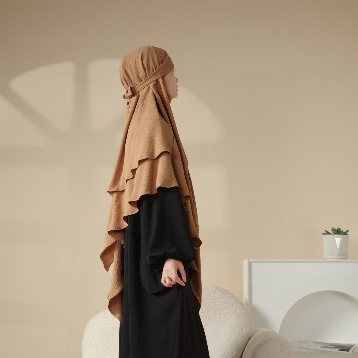 MK011  Stunning Two-Layer Crepe Khimar Mariam's Collection