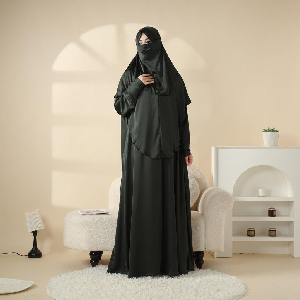 Abaya With Niqab and Khimar | Satin Niqab Khimar and Abaya (MK016) - SJB-DIAMOND ELITES