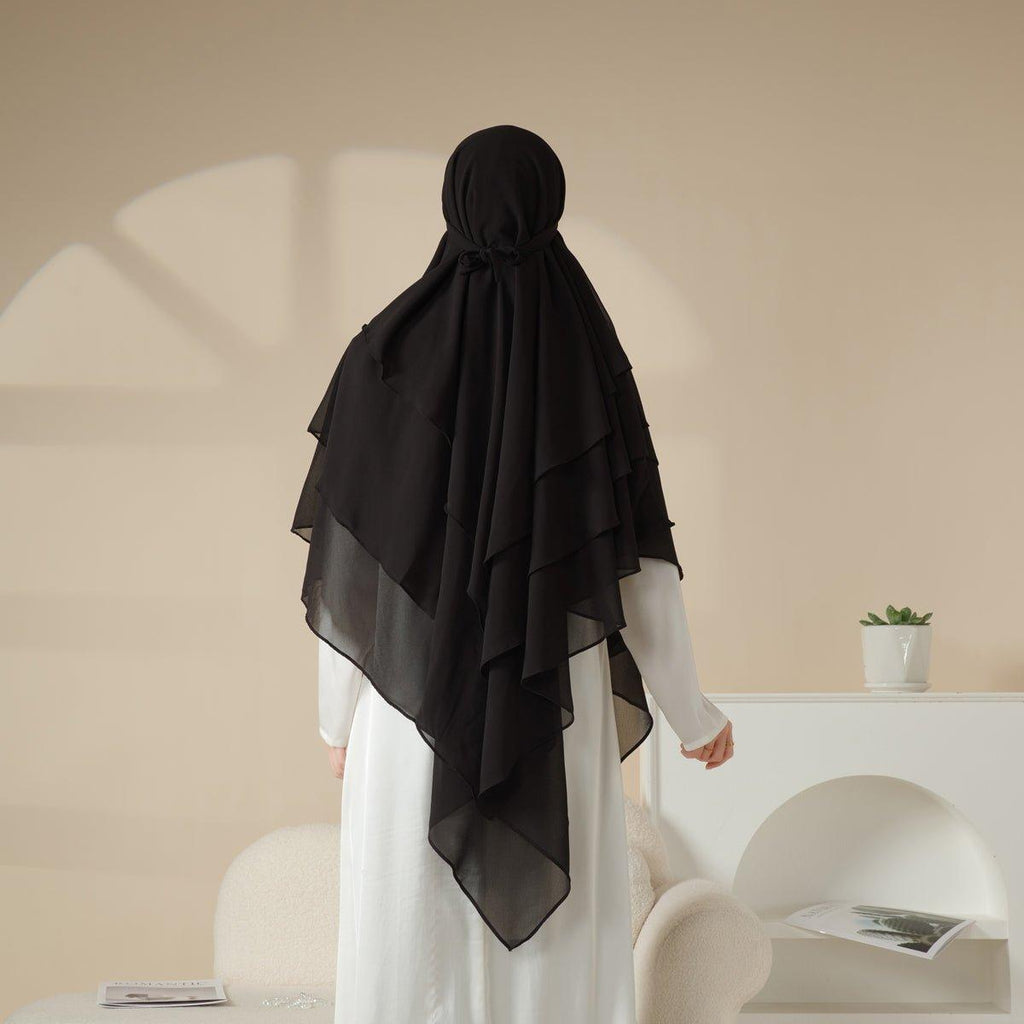 MK017 Scarf 3-Layer Long Khimar - SJB-DIAMOND ELITES