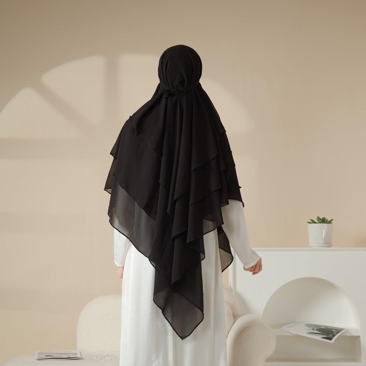 MK017 Scarf 3-Layer Long Khimar - SJB-DIAMOND ELITES