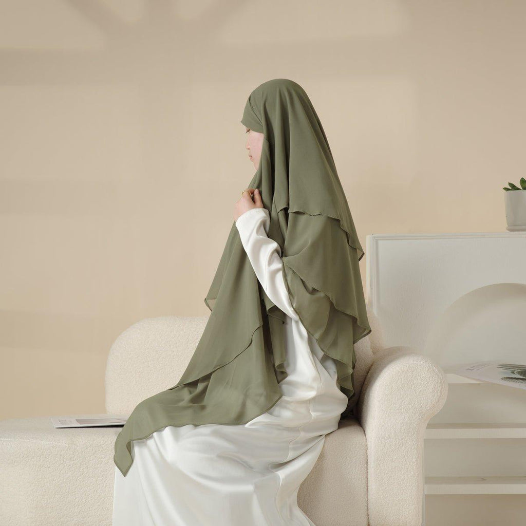 MK017 Scarf 3-Layer Long Khimar - SJB-DIAMOND ELITES