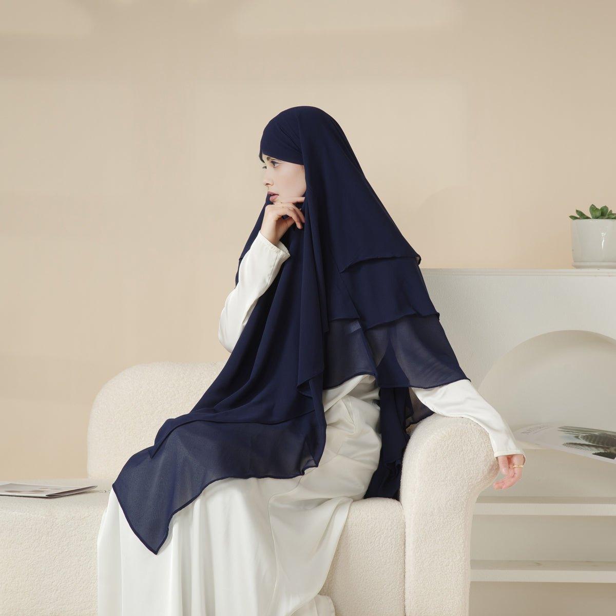 MK017 Scarf 3-Layer Long Khimar - SJB-DIAMOND ELITES