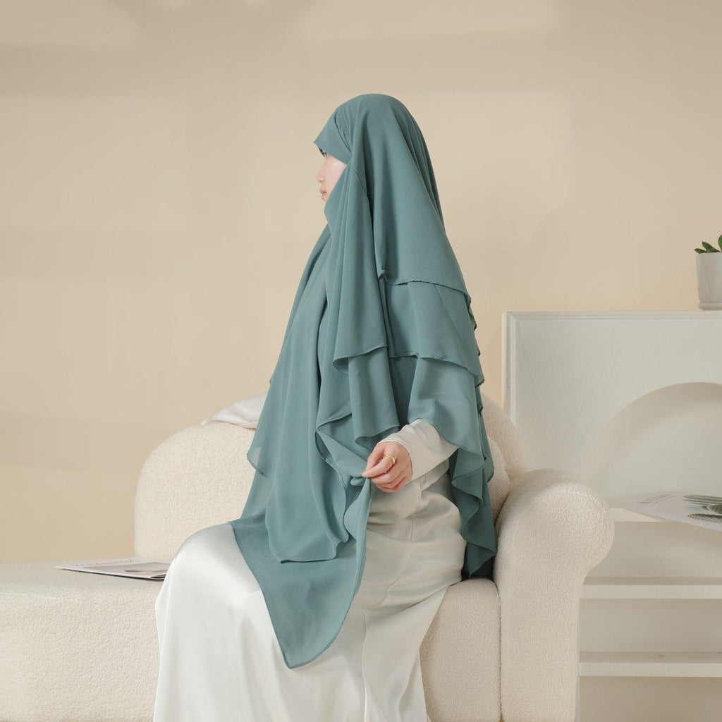 MK017 Scarf 3-Layer Long Khimar - SJB-DIAMOND ELITES