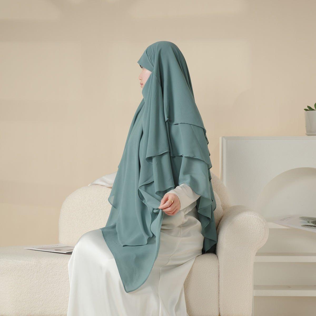 MK017 Scarf 3-Layer Long Khimar - SJB-DIAMOND ELITES