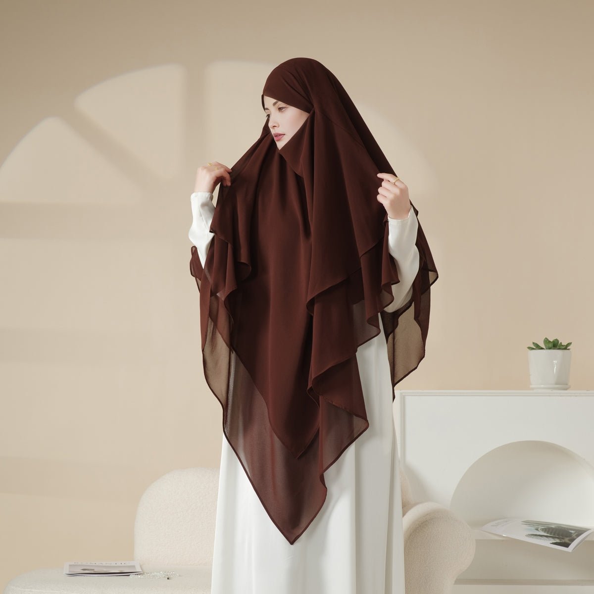 MK017 Scarf 3-Layer Long Khimar - SJB-DIAMOND ELITES