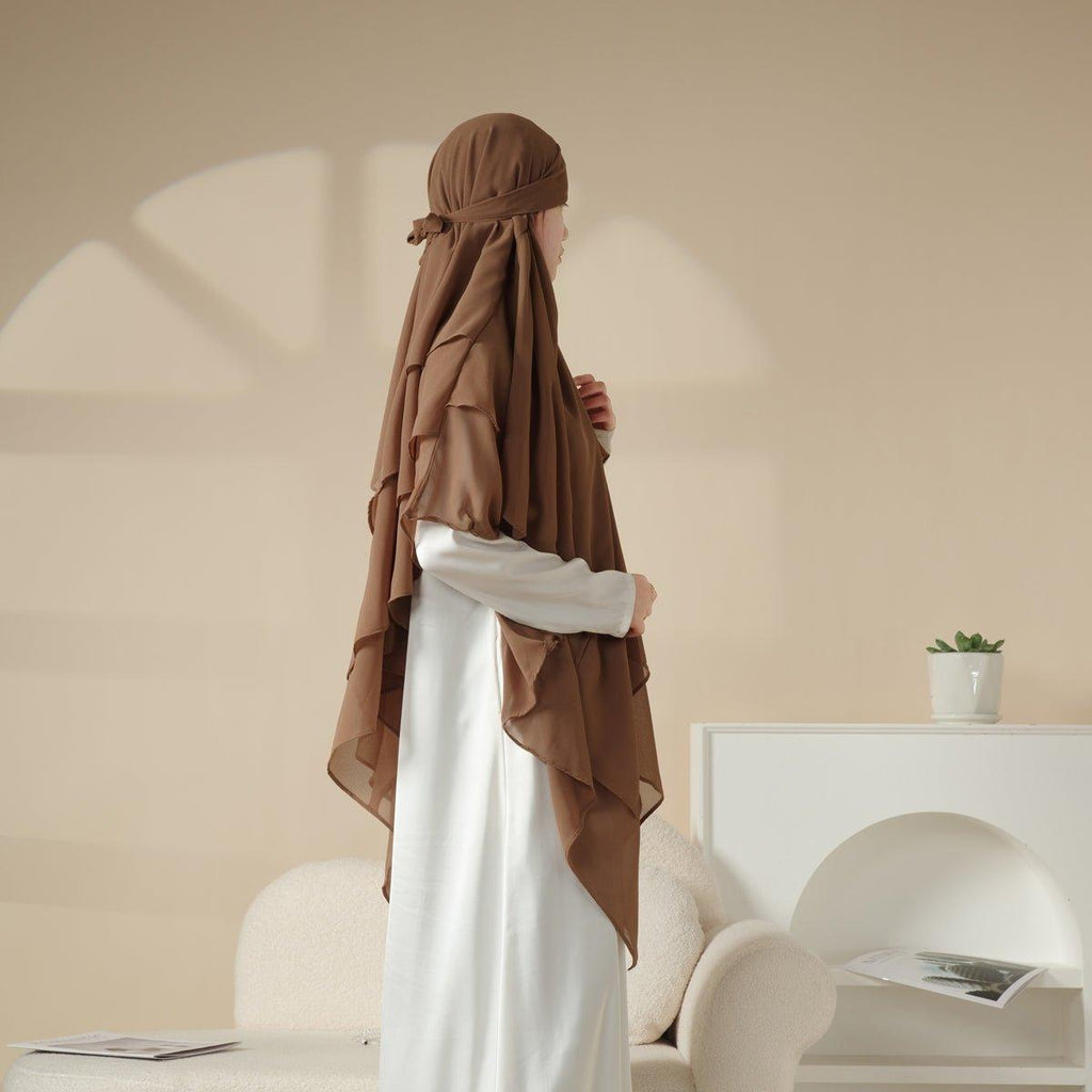 MK017 Scarf 3-Layer Long Khimar - SJB-DIAMOND ELITES