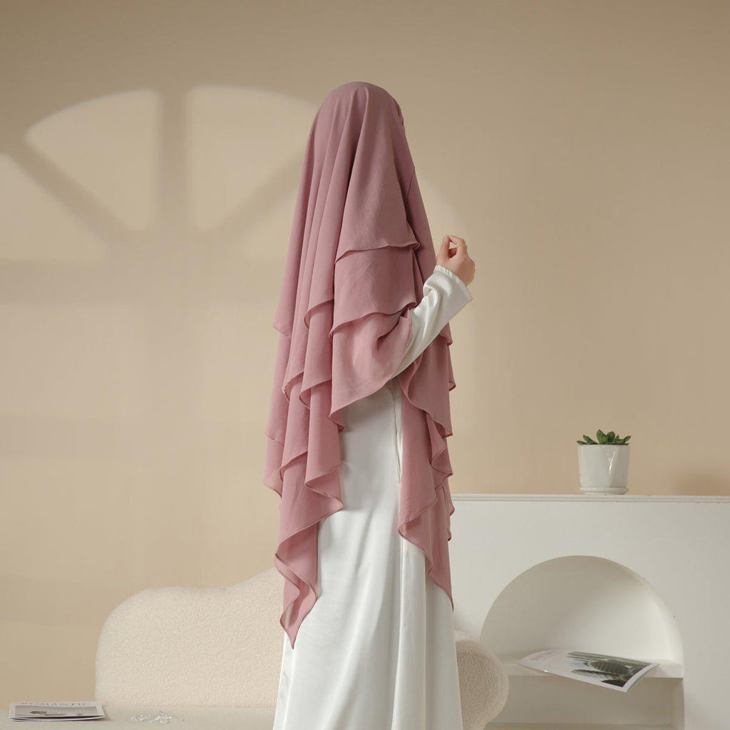 MK017 Scarf 3-Layer Long Khimar - SJB-DIAMOND ELITES