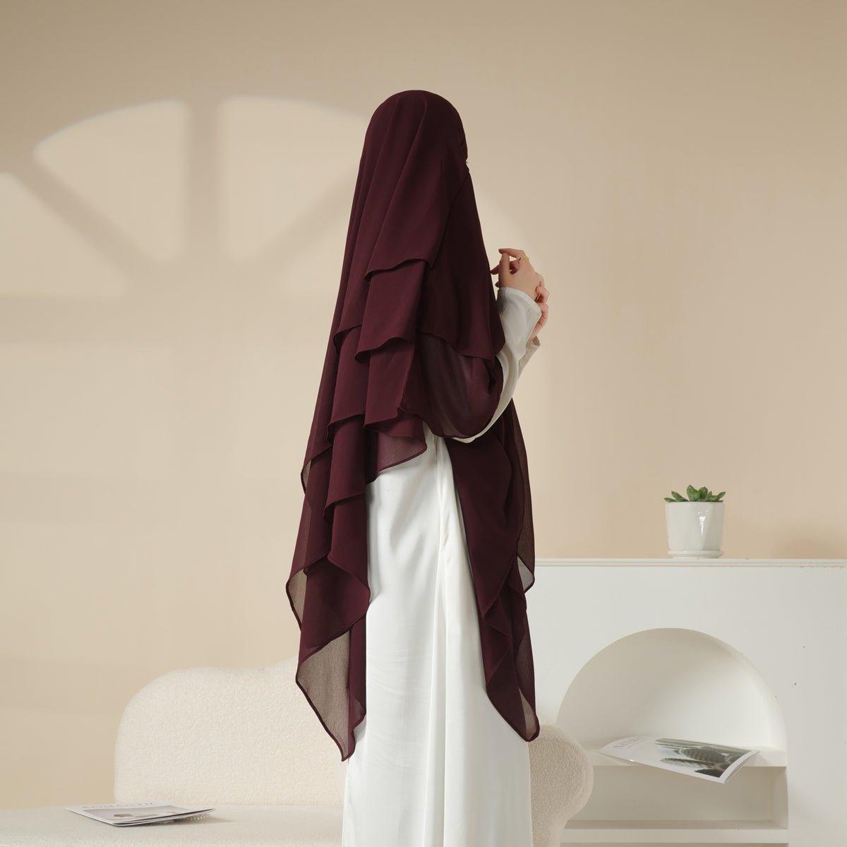 MK017 Scarf 3-Layer Long Khimar - SJB-DIAMOND ELITES