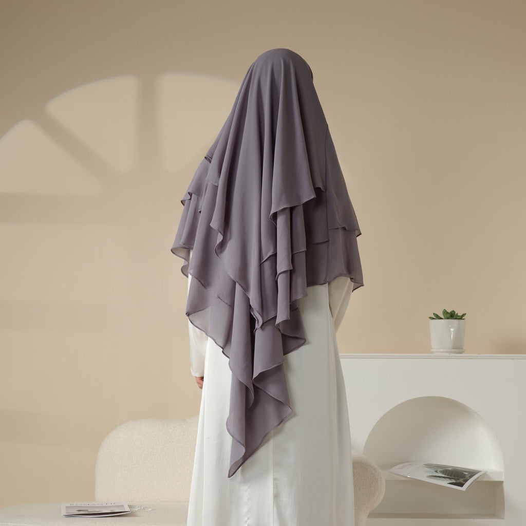 MK017 Scarf 3-Layer Long Khimar - SJB-DIAMOND ELITES