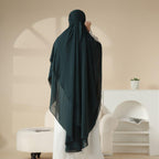 MK018 Chiffon Long Khimar  Double Layers Front and Back Khimar - SJB-DIAMOND ELITES