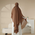 MK018 Chiffon Long Khimar  Double Layers Front and Back Khimar - SJB-DIAMOND ELITES