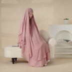 MK018 Chiffon Long Khimar  Double Layers Front and Back Khimar - SJB-DIAMOND ELITES