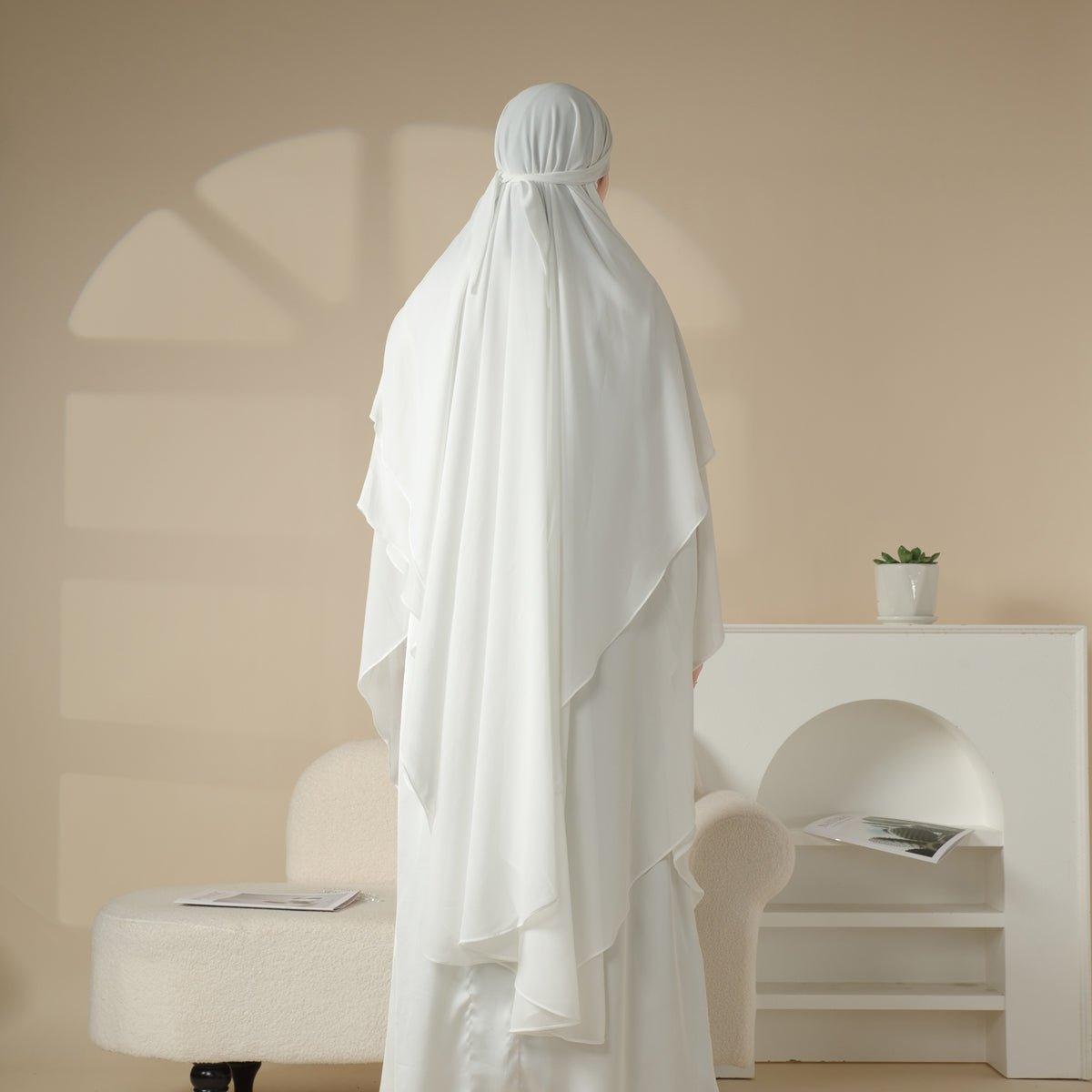 MK018 Chiffon Long Khimar  Double Layers Front and Back Khimar - SJB-DIAMOND ELITES