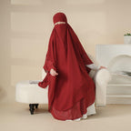 MK018 Chiffon Long Khimar  Double Layers Front and Back Khimar - SJB-DIAMOND ELITES