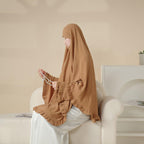 MK019 Ruffled Solid Elastic Long Shawl Khimar - SJB-DIAMOND ELITES