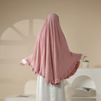 MK019 Ruffled Solid Elastic Long Shawl Khimar - SJB-DIAMOND ELITES