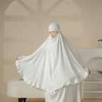 MK019 Ruffled Solid Elastic Long Shawl Khimar - SJB-DIAMOND ELITES